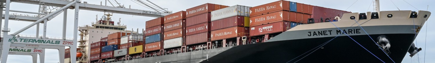 Image of Pasha Hawaii celebrates the inaugural arrival of  'MV Janet Marie' at the Port of Oakland with a christening ceremony